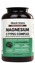 Load image into Gallery viewer, 5 in 1 Magnesium Complex – Citrate, Glycinate, Malate, Taurate &amp; Orotate – 1800mg of Magnesium providing 325mg Elemental Magnesium – For Sleep, Energy, Muscles and Stress – 120 Capsules Made in The UK
