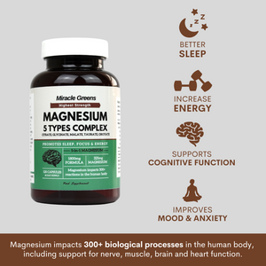 5 in 1 Magnesium Complex – Citrate, Glycinate, Malate, Taurate & Orotate – 1800mg of Magnesium providing 325mg Elemental Magnesium – For Sleep, Energy, Muscles and Stress – 120 Capsules Made in The UK