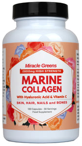 2800mg Marine Collagen Capsules – Highest Strength Type 1 Hydrolysed Collagen with Hyaluronic Acid and Vitamin C - Sourced from Wild Caught Fish - Made in the UK – 120 Capsules for Both Women and Men