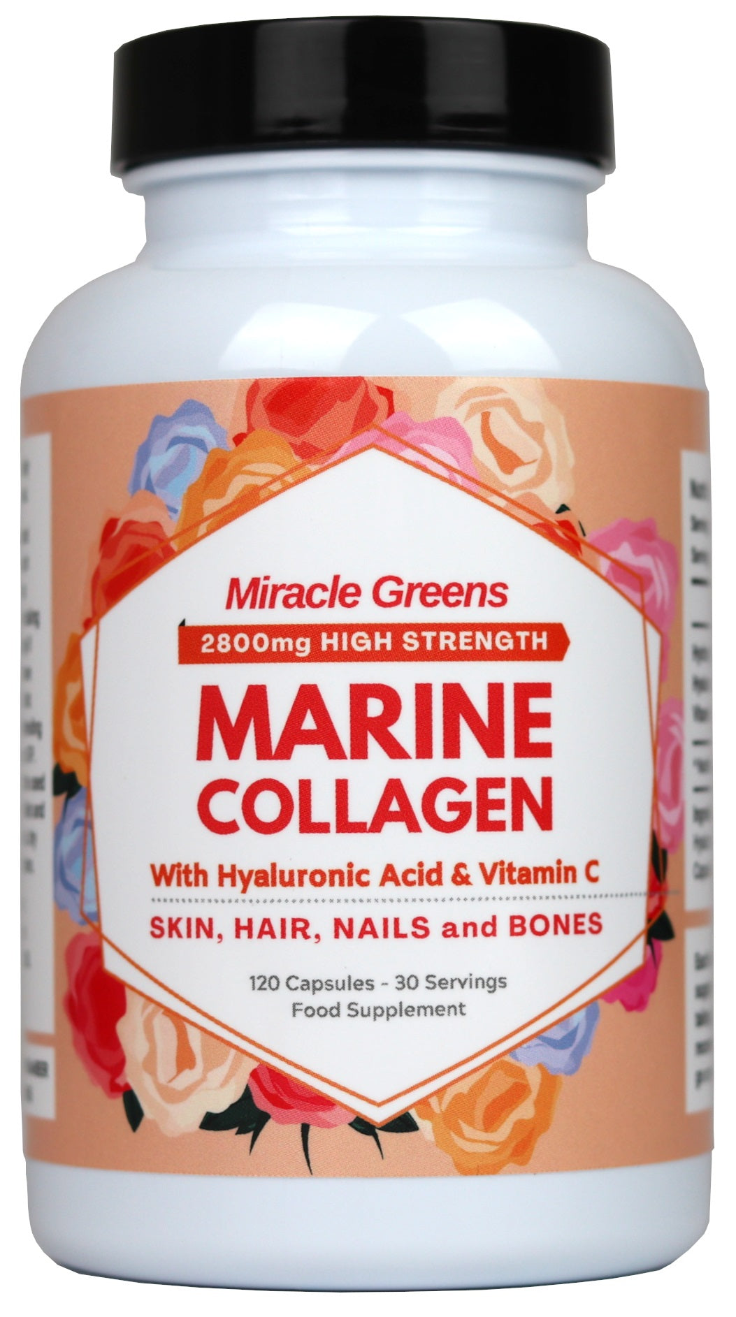 2800mg Marine Collagen Capsules – Highest Strength Type 1 Hydrolysed Collagen with Hyaluronic Acid and Vitamin C - Sourced from Wild Caught Fish - Made in the UK – 120 Capsules for Both Women and Men