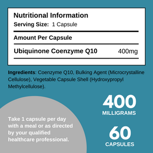 CoQ10 400mg - Highest Strength Ubiquinone Coenzyme Q10 | Powerful Antioxidant for Heart and Vascular Health, Essential for Energy Production | 60 Capsules - 2 Month Supply | Made in The UK