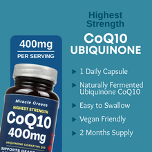 Load image into Gallery viewer, CoQ10 400mg - Highest Strength Ubiquinone Coenzyme Q10 | Powerful Antioxidant for Heart and Vascular Health, Essential for Energy Production | 60 Capsules - 2 Month Supply | Made in The UK
