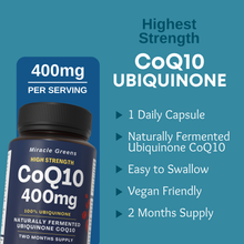 Load image into Gallery viewer, CoQ10 400mg - Highest Strength Ubiquinone Coenzyme Q10 | Powerful Antioxidant for Heart and Vascular Health, Essential for Energy Production | 60 Capsules - 2 Month Supply | Made in The UK
