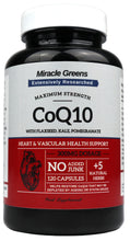 Load image into Gallery viewer, Powerful CoQ10 Complex - 300mg Max Strength, 120 Capsules | Boosted with Kale, Flaxseed, Garlic and More | High Absorption Naturally Fermented Co Enzyme Q10 for Heart Health and Energy | Made in UK
