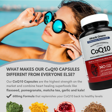 Load image into Gallery viewer, Powerful CoQ10 Complex - 300mg Max Strength, 120 Capsules | Boosted with Kale, Flaxseed, Garlic and More | High Absorption Naturally Fermented Co Enzyme Q10 for Heart Health and Energy | Made in UK
